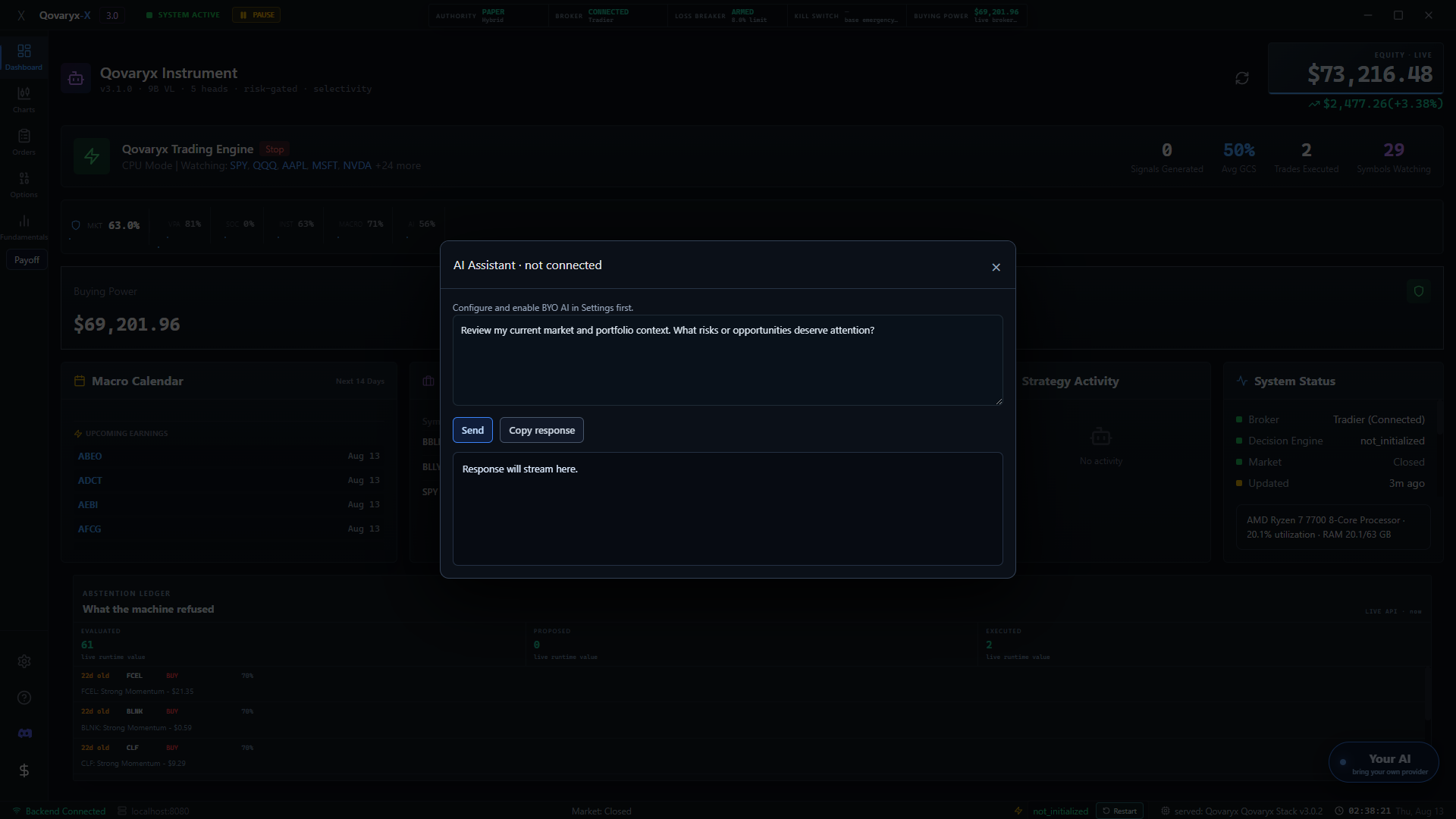 Optional on-device chat assistant; not the path that can place an order